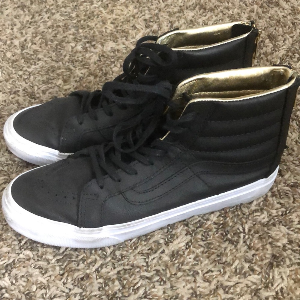 Black high top leather VANS